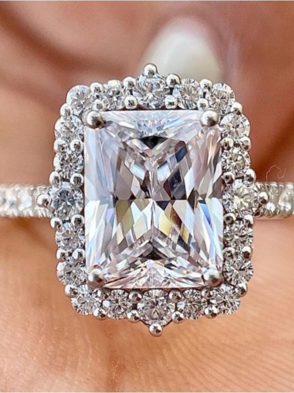 5 Ct Radiant Cut Moissanite 925 Sterling Silver Engagement Wedding Ring